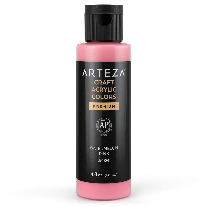 ARTEZA Craft Acrylic Paint, A404 Watermelon Pink, 4 ounces Bottle, Water-Based, Blendable, Matte Acrylic Paint for Art & DIY Outdoor Projects - Image 1